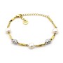 Bracciale in acciaio dorato con pepite e perle d'acqua dolce