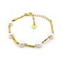 Bracciale in acciaio dorato con perle d'acqua dolce