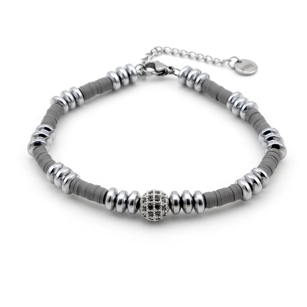 Zoppi Jewels:Bracciale Uomo in acciaio e argilla grigia con sfera bianca:21,00 €