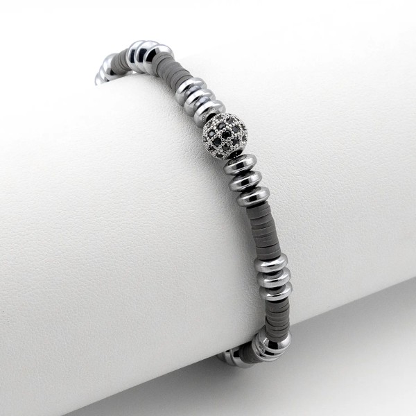 Zoppi Jewels:Bracciale Uomo in acciaio e argilla grigia con sfera bianca:21,00 €