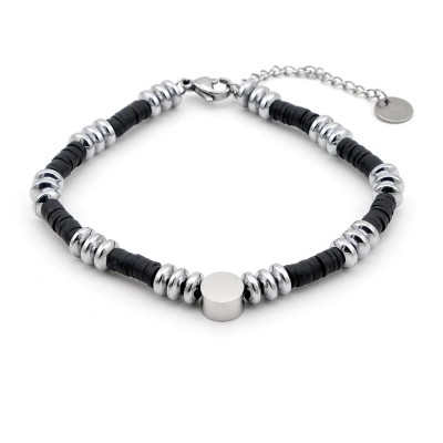 Bracciale Uomo in acciaio e argilla nera