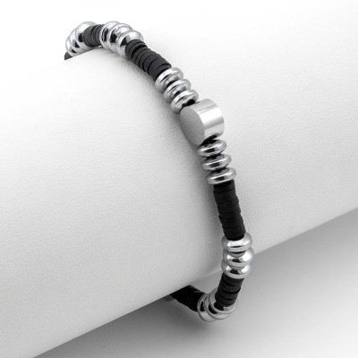 Bracciale Uomo in acciaio e argilla nera