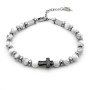 Zoppi Jewels:Bracciale in acciaio con pietre naturali e charm croce nera:26,00 €