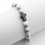 Zoppi Jewels:Bracciale in acciaio con pietre naturali e charm croce nera:26,00 €