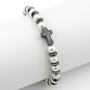 Zoppi Jewels:Bracciale in acciaio con perle e ematite nera e charm croce nera:23,00 €