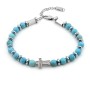 Zoppi Jewels|Bracciale in acciaio con pietre naturali turchese e charm croce