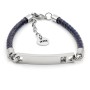 Zoppi Jewels:Bracciale in cuoio blu con targhetta in acciaio:28,00 €