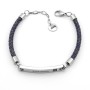 Zoppi Jewels:Bracciale in cuoio blu con targhetta incisa "Keep Going"