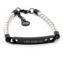 Zoppi Jewels:Bracciale in cuoio bianco con targhetta nera incisa "Life Goes On":30,00 €