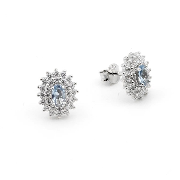 Zoppi Jewels|Orecchini a rosetta con pietra azzurra in argento 925