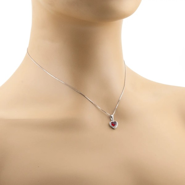 Collana con cuore rosso rubino in argento 925