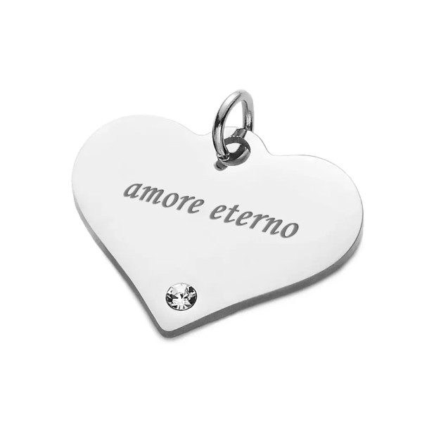 Zoppi Jewels:Ciondolo cuoricino con pietra personalizzato con frase:15,00 €