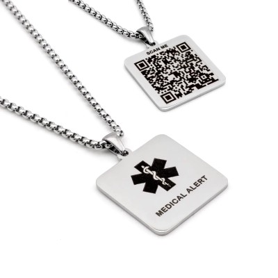 Zoppi jewels|Collana targhetta medica per emergenze con QR code, lunga 45cm|40,00 €