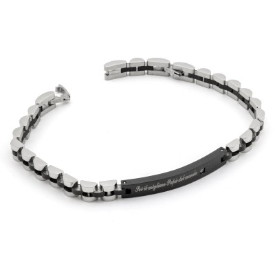 Bracciale in acciaio con frase del papà