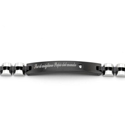 Bracciale in acciaio con frase del papà