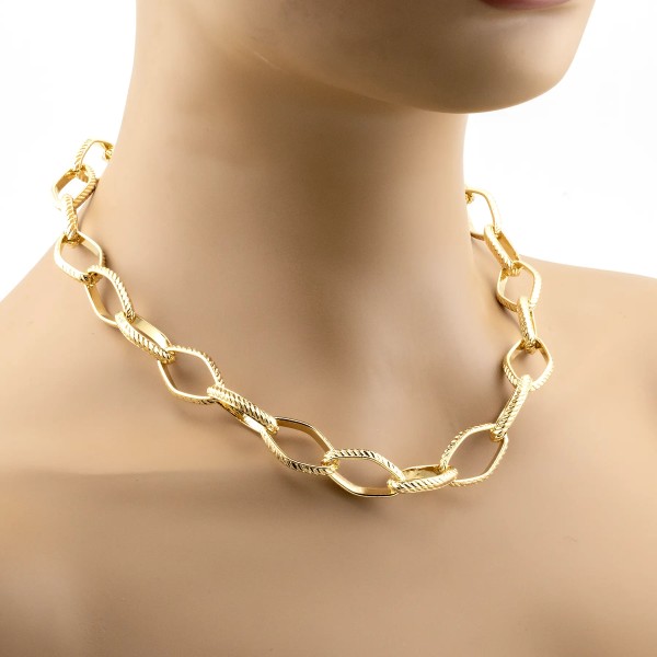 Zoppi Jewels|Girocollo a catena a maglie ovali allungate in acciaio dorato