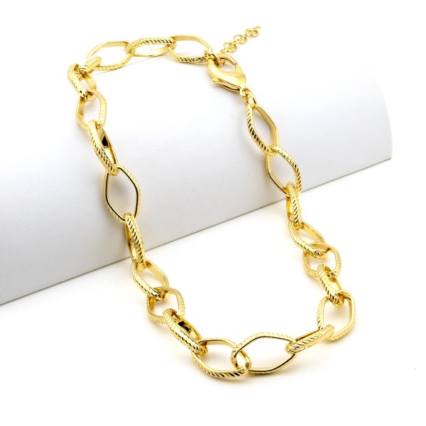 Zoppi Jewels|Girocollo a catena a maglie ovali allungate in acciaio dorato
